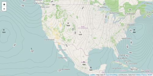 Atmospheric pressure contour layer for Leaflet